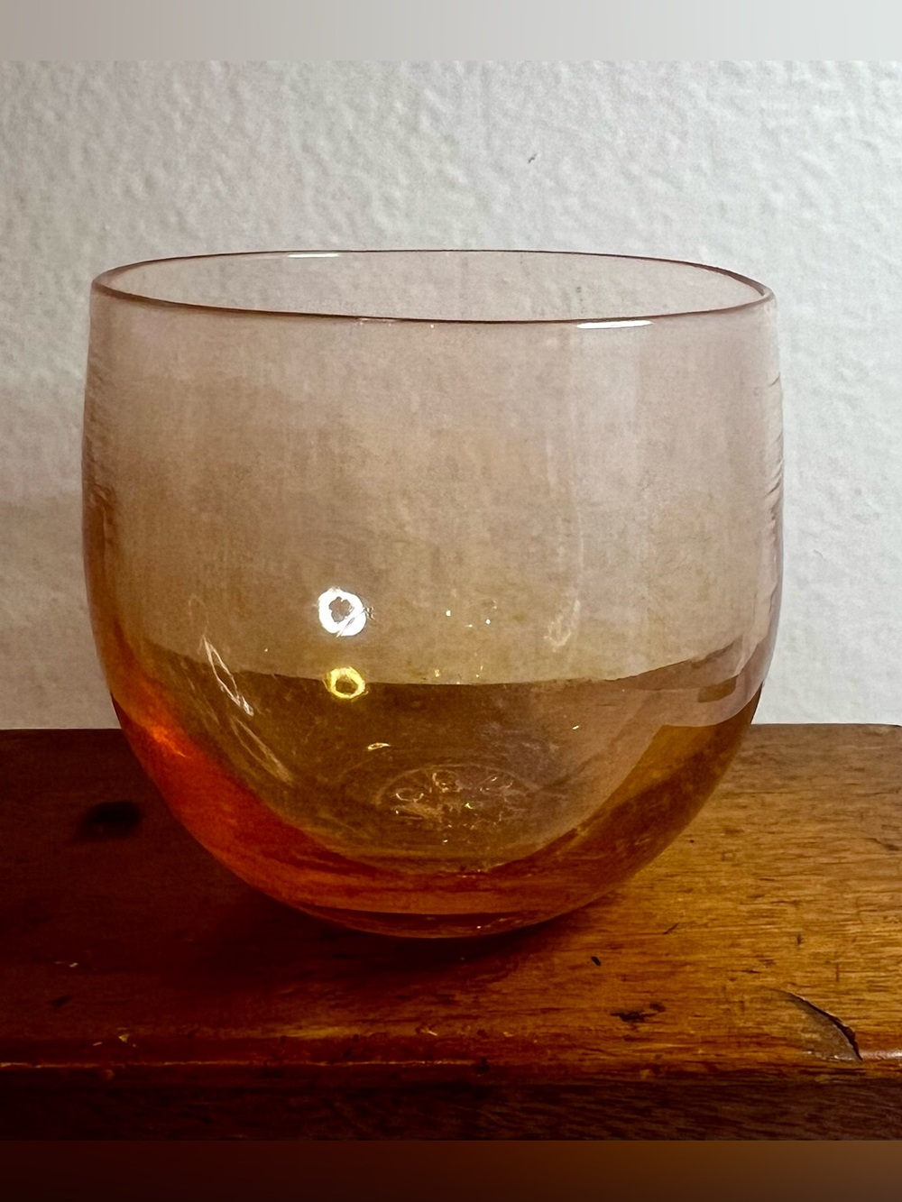 Glassybaby Drinker Low Ball Pink Orange Whiskey Glass